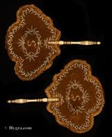 Ref:150fs: Pair of Antique Face Screens embroidered on velvet. C.1810.  more details