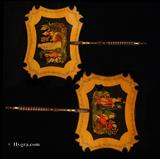 Ref:167fs: Pair of Antique Face Screens With Colored Penwork Circa 1820 -  more details