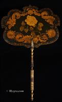 Ref:169fs: Antique Face Screen with Penwork decoration and painted yellow rose Circa 1820 -  more details