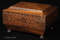693JB: Antique Shaped Tunbrige Ware box with Stickware Parquetry inlay circa 1820