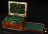 856JB: Antique Figured Rosewood box with brass Edging  and S.Mordan Bramah tyoe Lock Circa 1850