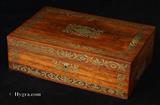 Antique Regency Brass Inlaid Rosewood Writing Box Circa 1825