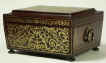 A Dramatically shaped Regency  brass inlaid Rosewood  box with fitted  tray, circa 1830. Enlarge Picture