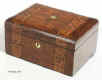 Victorian walnut veneered box inlaid in strips of geometric marquetry circa 1880 Enlarge Picture