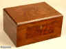 Antique mahogany and burr yew inlaid box having a lift out tray circa 1860. Enlarge Picture