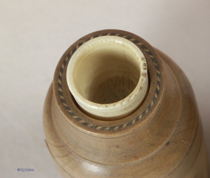 barrel containers are in the form of milk churns of the period. They are very delicately made and have a half herringbone inlay similar to that let into the sides of the box let in. Enlarge Picture