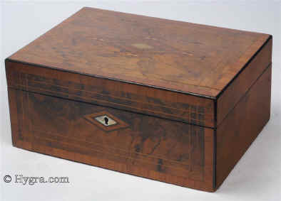 JB447: Box veneered in richly figured walnut circa 1870. Enlarge Picture