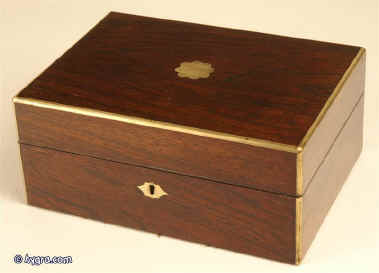 Antique brass edgedRosewood box Circa 1840. Enlarge Picture