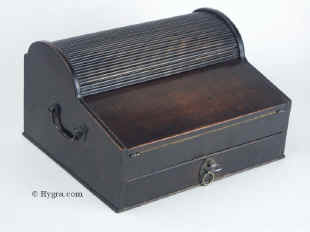 A rare late 18th Century stained beech tambour top writing box Enlarge Picture