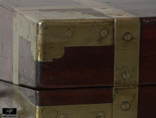 Antiquebrass bound mahogany writing box in the military style with Bramah lock circa 1800 Enlarge Picture