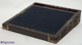 Antiquebrass bound mahogany writing box in the military style with Bramah lock circa 1800 Enlarge Picture