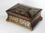 Concave Shaped Box standing on Ball Feet with Brass Inlay Circa 1820