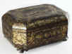 Chinese Export Lacquer Sewing  Box decorated with scenes of oriental life  circa 1850.