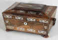 Antique Fitted Sewing  Box in Rosewood  inlaid with Mother of Pearl Circa 1830.