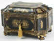 Chinese Export Lacquer Tea Caddy with Gold Decoration Circa 1835.
