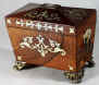 Rosewood Tea Caddy Inlaid in Brass, Circa 1820.