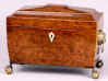 A Very Fine Burr Chestnut Three Compartment Regency Tea Caddy circa 1815.