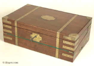 A Georgian Mahogany Triple Opening brass bound Writing Box circa 1815  Enlarge Picture