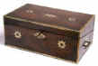 Regency brass edged  rosewood writing box with brass accents, countersunk brass handles  circa 1815  Enlarge Picture